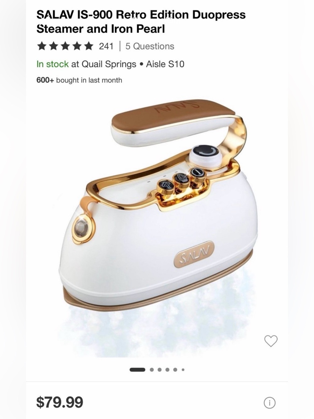 SALAV IS-900 Retro Edition Duopress
Steamer and Iron Pearl